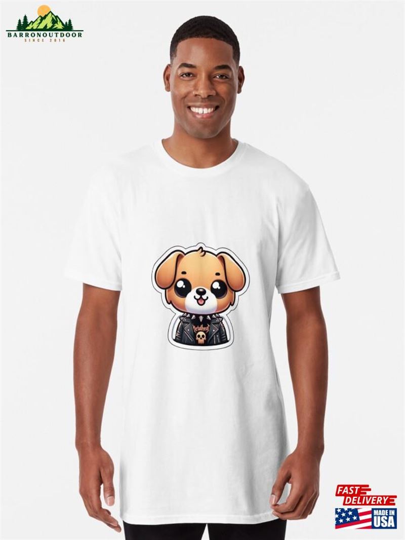 Kawaii Rocker Dog Leather Jacket And Band T-Shirt Long Unisex Sweatshirt Kawaii Rocker Dog Leather Jacket And Band T-Shirt Long Unisex Sweatshirt