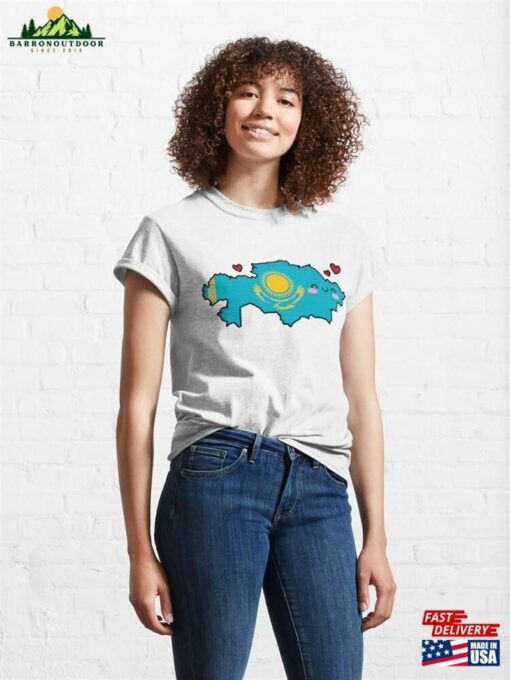 Kazakhstan Flag Map Smile With Love Classic T-Shirt Unisex Sweatshirt