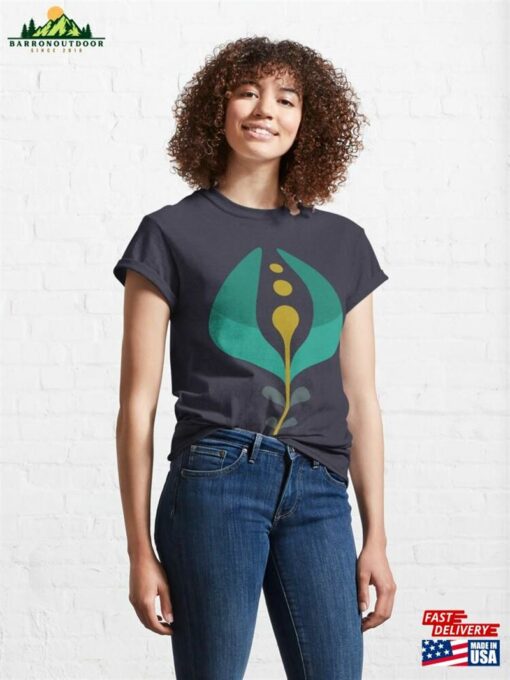 Kf 0181 F Vintage Retro 70S Floral Pattern In Green Classic T-Shirt Hoodie