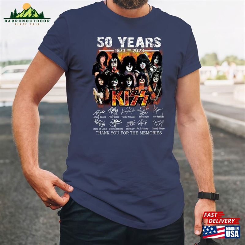 Kiss Band 50Th Anniversary 1973 2023 Signature T-Shirt Thank You For The Memories Shirt Unisex Hoodie Kiss Band 50Th Anniversary 1973 2023 Signature T-Shirt Thank You For The Memories Shirt Unisex Hoodie