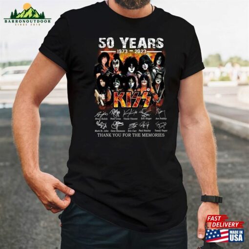 Kiss Band 50Th Anniversary 1973 2023 Signature T-Shirt Thank You For The Memories Shirt Unisex Hoodie