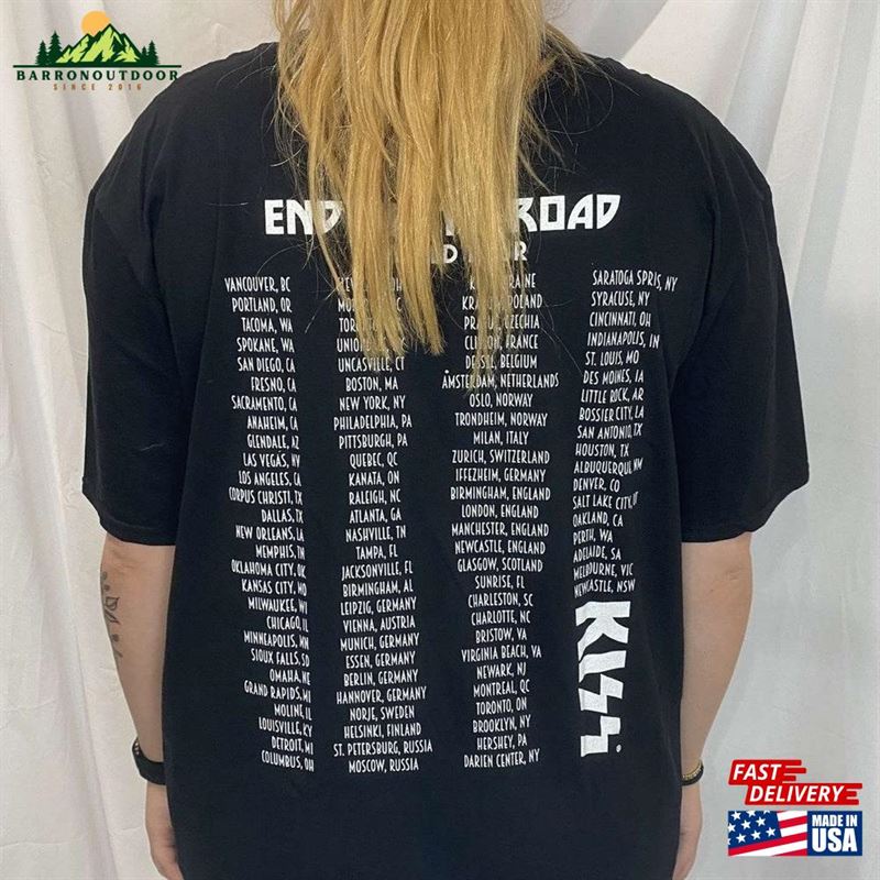 Kiss End Of The Road World Tour Vintage Style Band Tee Back Graphics Classic T-Shirt Kiss End Of The Road World Tour Vintage Style Band Tee Back Graphics Classic T-Shirt