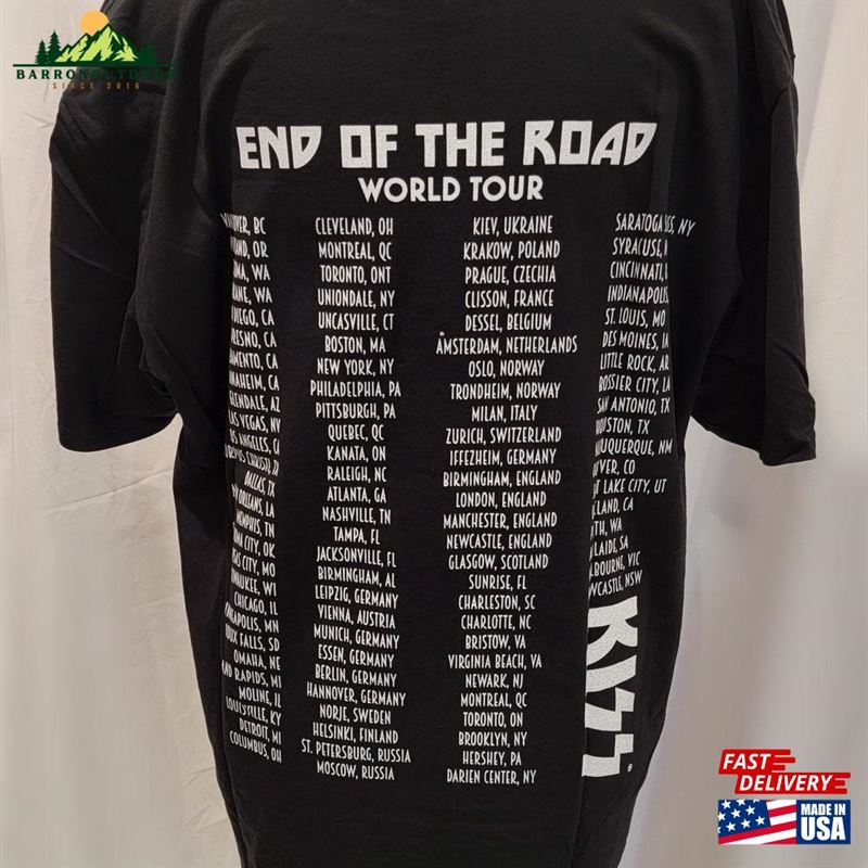 Kiss End Of The Road World Tour Vintage Style Band Tee Back Graphics Classic T-Shirt Kiss End Of The Road World Tour Vintage Style Band Tee Back Graphics Classic T-Shirt