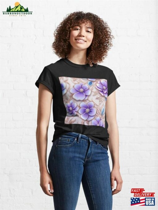 Lavender Floral And Rose Gold Classic T-Shirt