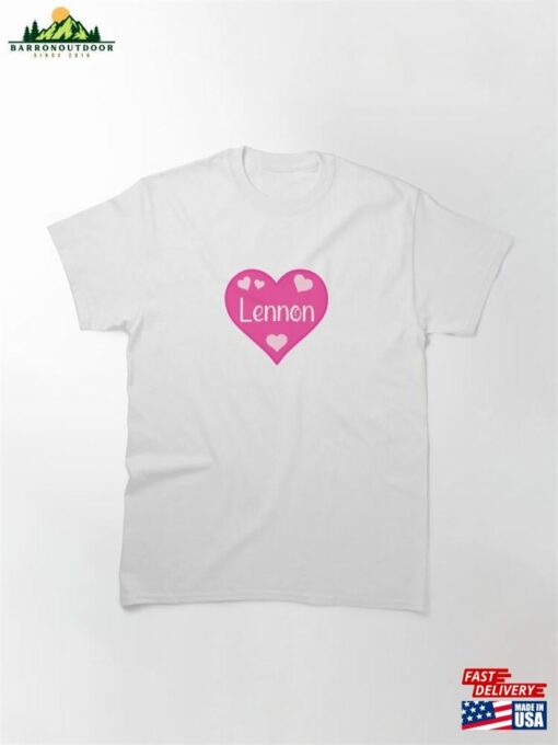 Lennon Name Pink Heart Classic T-Shirt Sweatshirt Unisex