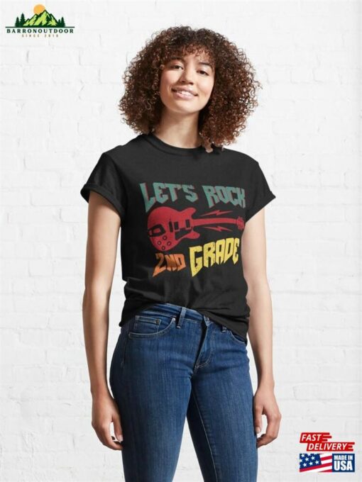 Let’s Rock Second Grade T-Shirt Custom Level School Tee 2Nd Class Matching Shirt Unisex
