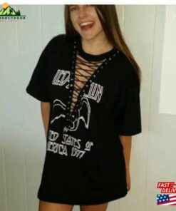 Lf Style Lace Up Led Zeppelin Band Tee T-Shirt Sweatshirt