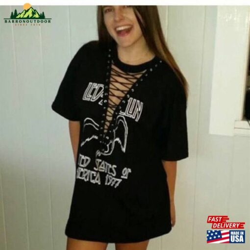 Lf Style Lace Up Led Zeppelin Band Tee T-Shirt Sweatshirt