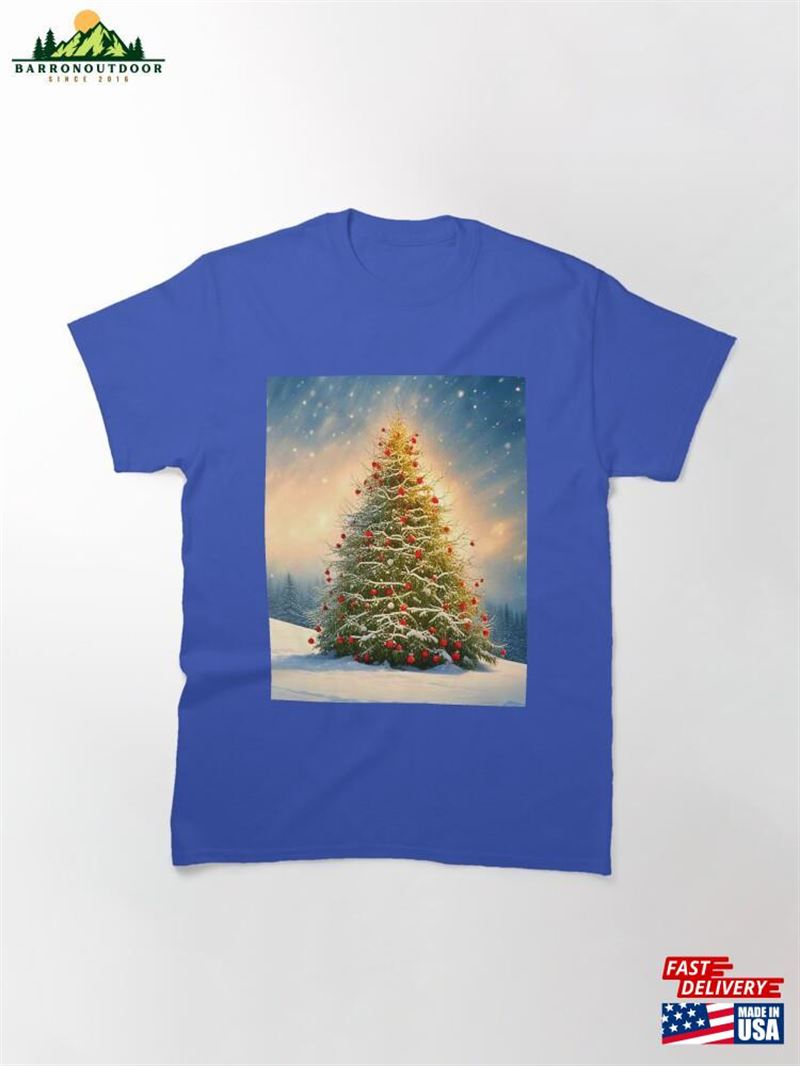 Lighted Yule Tree In The Snow Classic T-Shirt Unisex Lighted Yule Tree In The Snow Classic T-Shirt Unisex