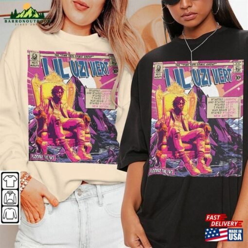 Lil Uzi Vert Comic Shirt 90S Vintage Merch Art Flooded The Face Pink Tape Album Concert Tour Ticket 2023 Graphic Tee Gift V1 Classic Hoodie