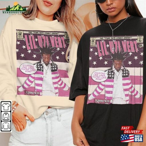 Lil Uzi Vert Comic Shirt 90S Vintage Merch Art Flooded The Face Pink Tape Album Concert Tour Ticket 2023 Graphic Tee Gift V3 Sweatshirt Hoodie