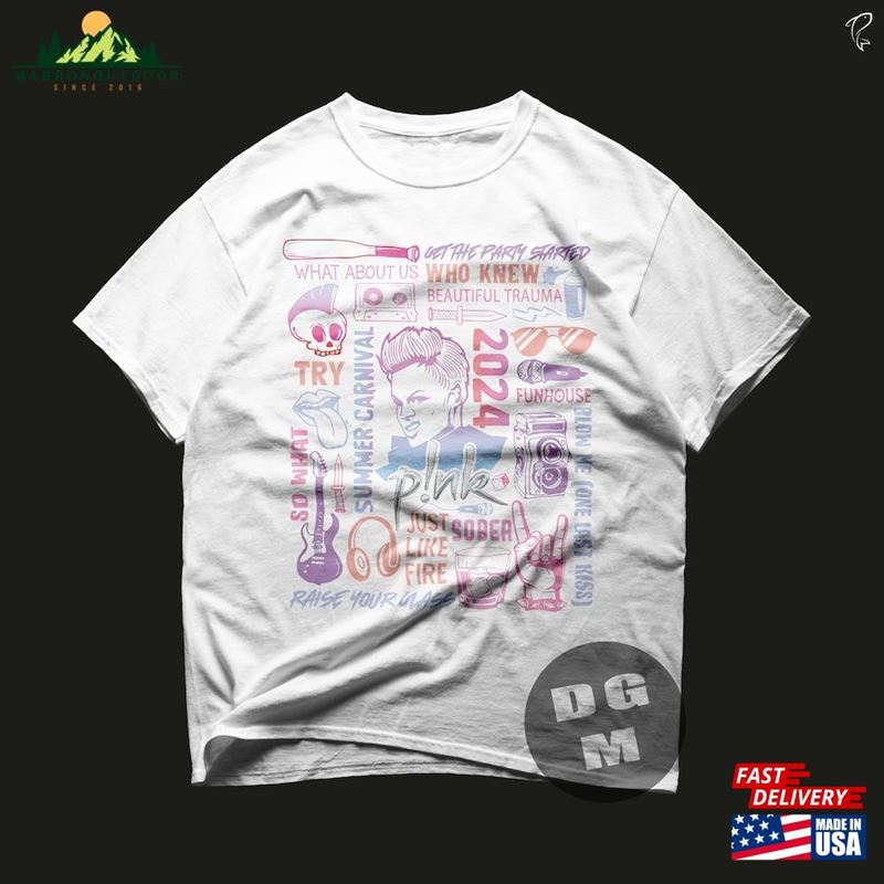 Limited Pink Doodle P!Nk 2024 Tour Unisex Heavy Cotton Tee Sweatshirt T-Shirt Limited Pink Doodle P!Nk 2024 Tour Unisex Heavy Cotton Tee Sweatshirt T-Shirt