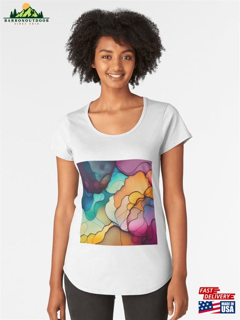 Logo Picture Illustration Abstract Pattern Red Green Watercolor Drawing White Yellow Blue Purple Premium Scoop T-Shirt Classic Logo Picture Illustration Abstract Pattern Red Green Watercolor Drawing White Yellow Blue Purple Premium Scoop T-Shirt Classic