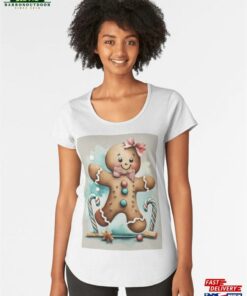 Logo Picture Illustration Graphics Graffiti Christmas Decoration Cookie Gingerbread Watercolor Brown Gray Black White Red Premium Scoop T-Shirt Sweatshirt Unisex