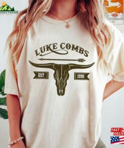 Luke Combs Est 1990 Bull Skull T-Shirt Country Music Sweatshirt World Tour 2023 Shirt Unisex Hoodie