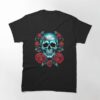 Luminous Blue Skull Amp Red Roses Classic T-Shirt Sweatshirt