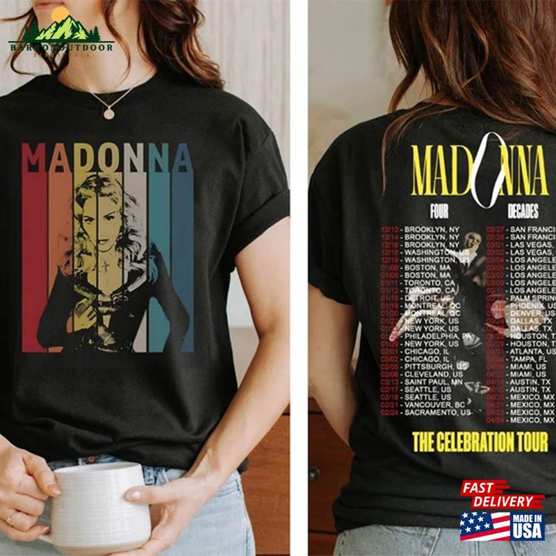 Madonna 90'S Vintage T-Shirt The Celebration Tour Four Decades Music 2024 Double Side Shirt Fan Gifts Unisex Sweatshirt Madonna 90'S Vintage T-Shirt The Celebration Tour Four Decades Music 2024 Double Side Shirt Fan Gifts Unisex Sweatshirt