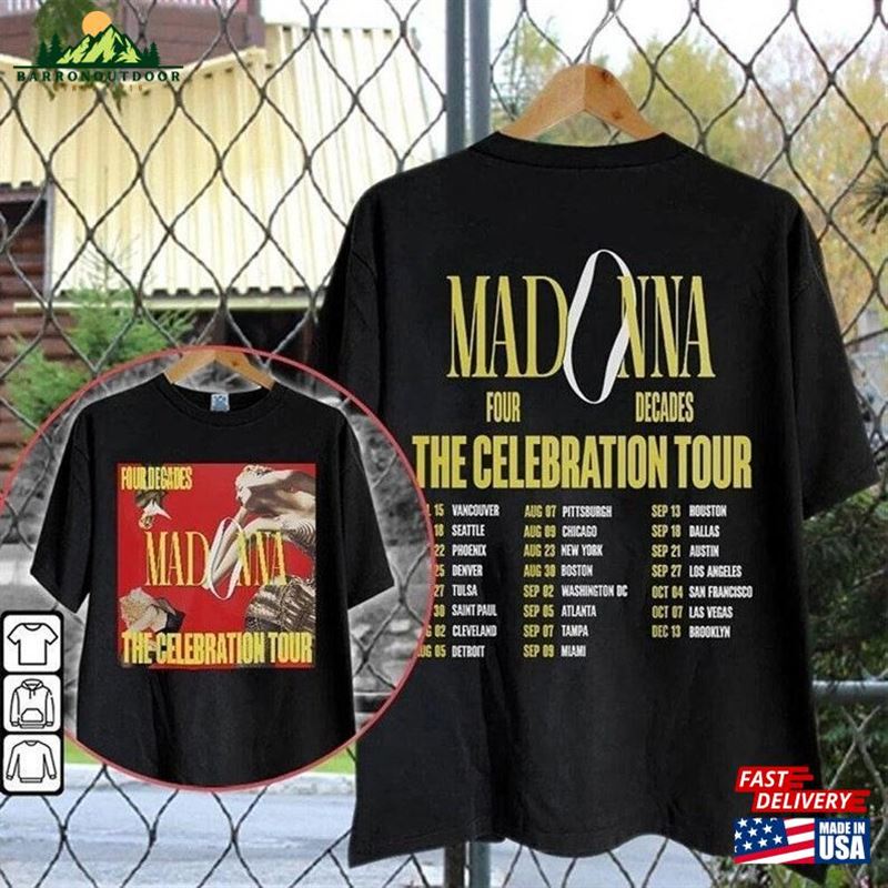 Madonna The Celebration Tour Dates 2023 World Double Sided T-Shirt Hoodie Madonna The Celebration Tour Dates 2023 World Double Sided T-Shirt Hoodie