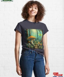 Magic Mushroom Night Forest With Luna Moth Classic T-Shirt Unisex