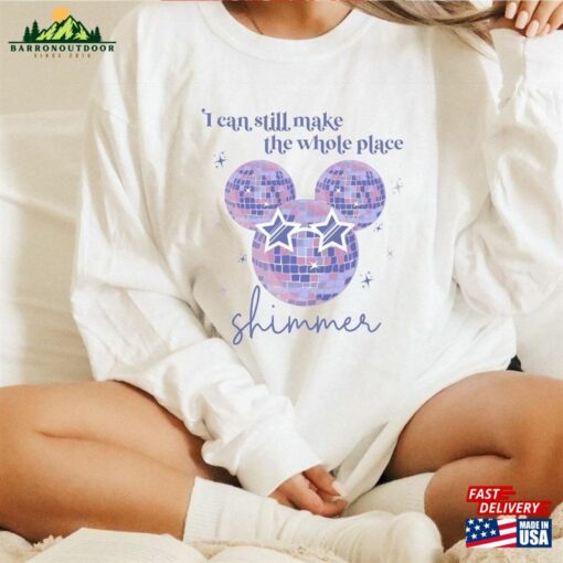 Make The Whole Place Shimmer Shirt Mouse Disco Ball Midnights Sweatshirt Unisex