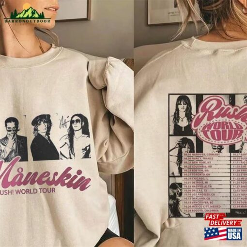 Maneskin Band Two Sided Hoodie Rush! World Tour Music Unisex