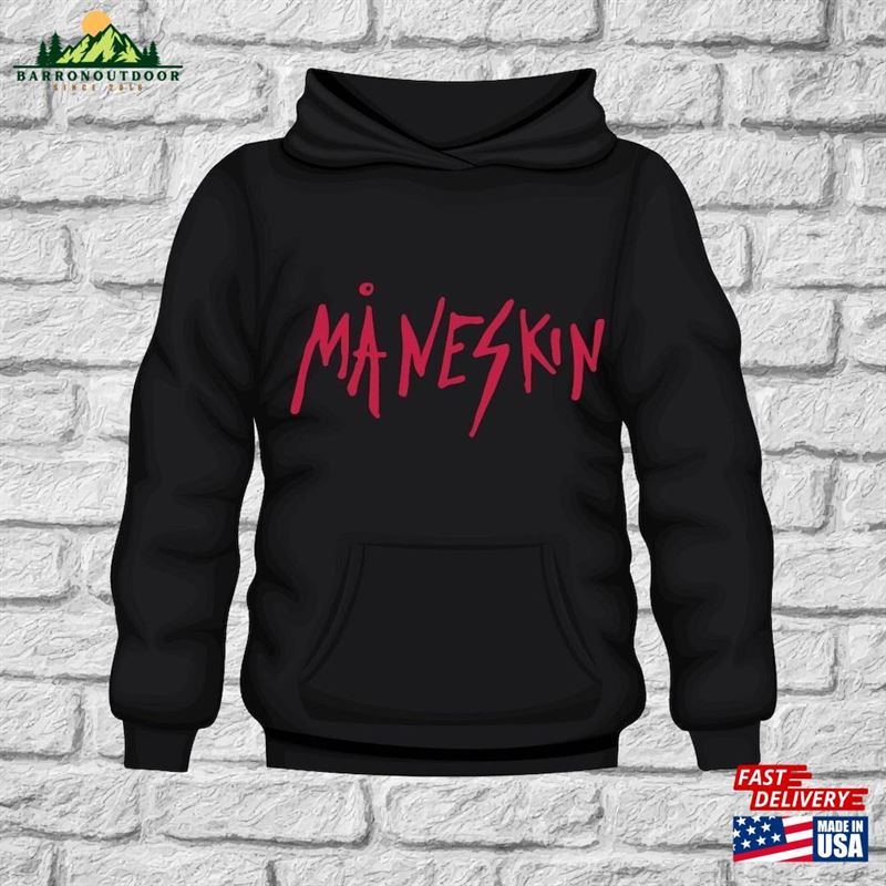 Maneskin Hoodie Black Midweight Recycled Poly Classic Sweatshirt Maneskin Hoodie Black Midweight Recycled Poly Classic Sweatshirt