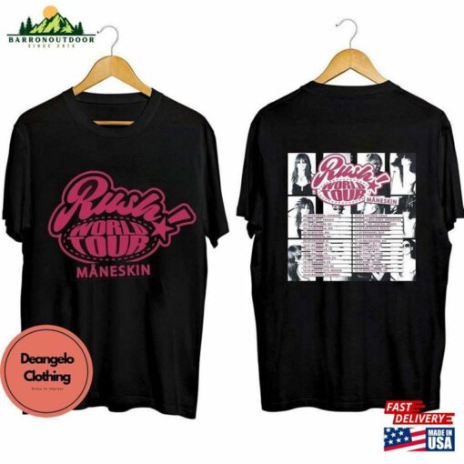 Maneskin Rush Tour Rock N Roll Shirt 2023 World Double Sided Unisex T-Shirt Sweatshirt Hoodie