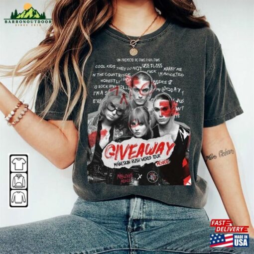 Maneskin T-Shirt Rush World Tour 2023 Shirt Concert Unisex