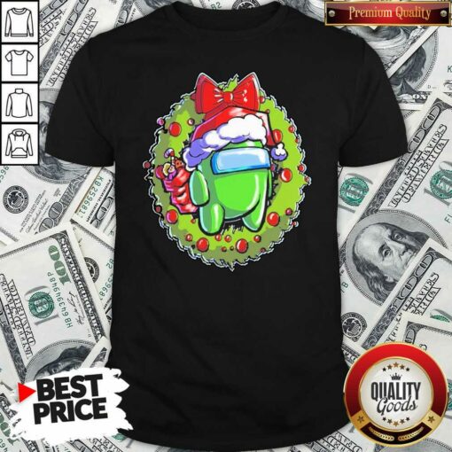 Nice Green Among Us Hat Santa Happy Merry Christmas Shirt