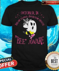 October Is Breast Cancer Awareness Month Bee Aware Ghost Halloween Shirt