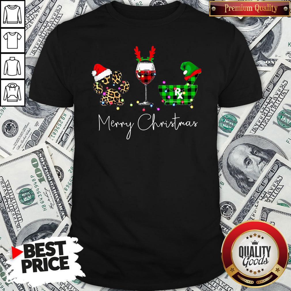 Official Paw Dog Wine Coffee Elf Merry Christmas Shirt Official Paw Dog Wine Coffee Elf Merry Christmas Shirt