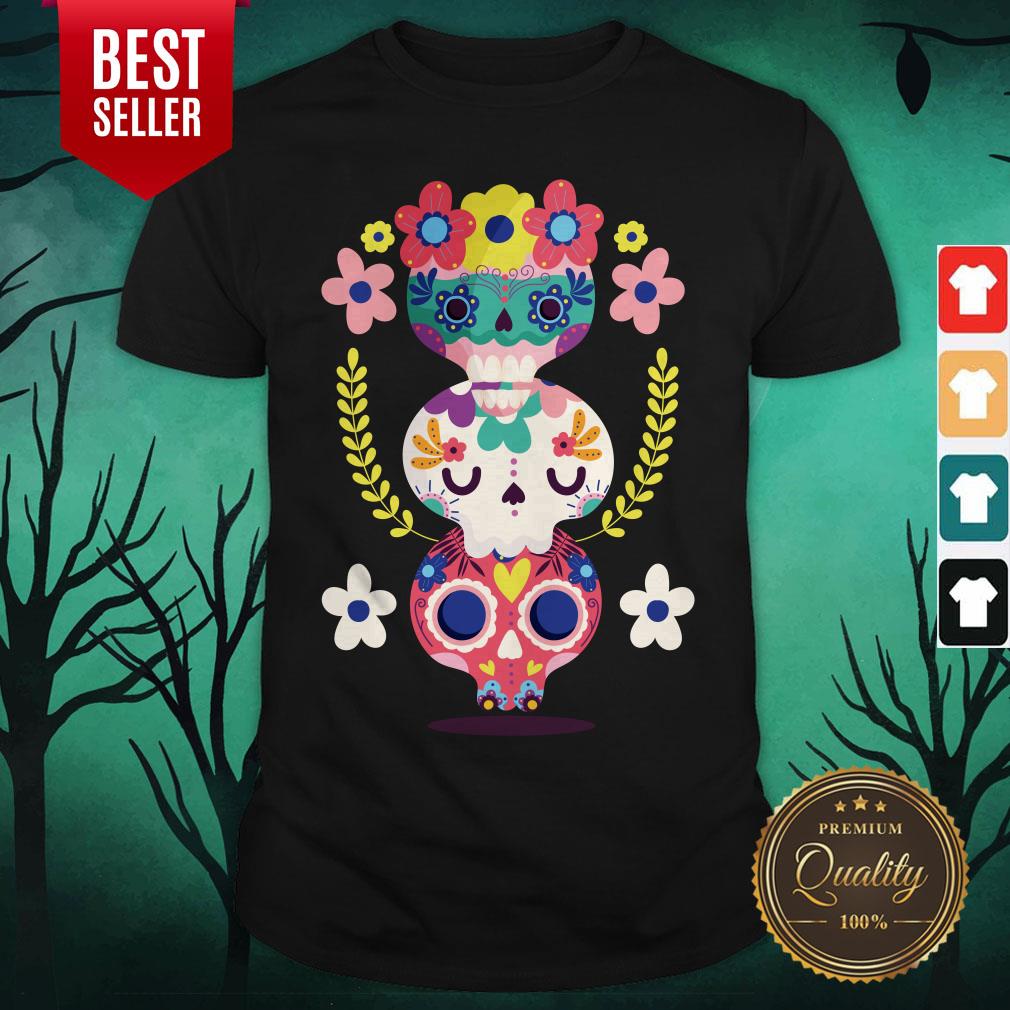 Triple Sugar Skull Colorful Day Of The Dead Shirt Triple Sugar Skull Colorful Day Of The Dead Shirt