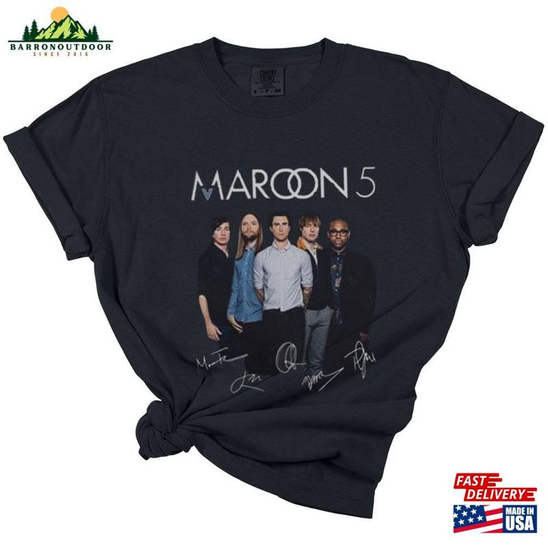 Maroon 5 Signatures Black T-Shirt Music Band Shirt Classic Unisex Maroon 5 Signatures Black T-Shirt Music Band Shirt Classic Unisex