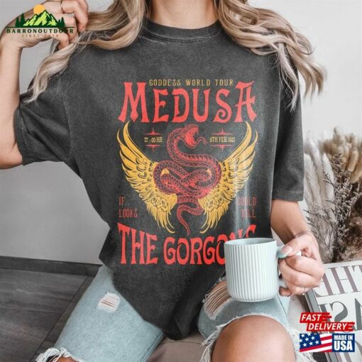 Medusa Distressed Band Comfort Color Shirt Snake Greek Mythology Goddess T-Shirt Hoodie