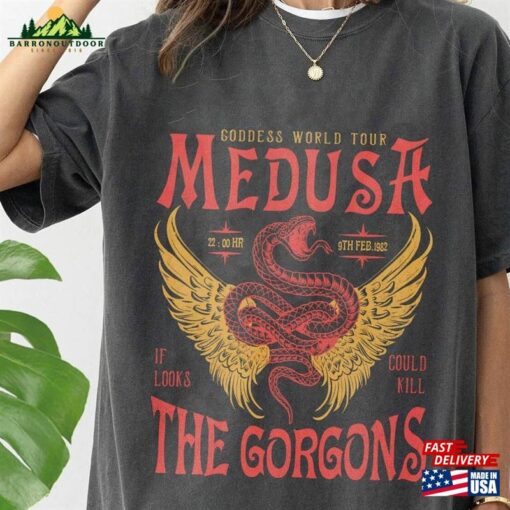 Medusa Distressed Band Comfort Color Shirt Snake Greek Mythology Goddess T-Shirt Hoodie