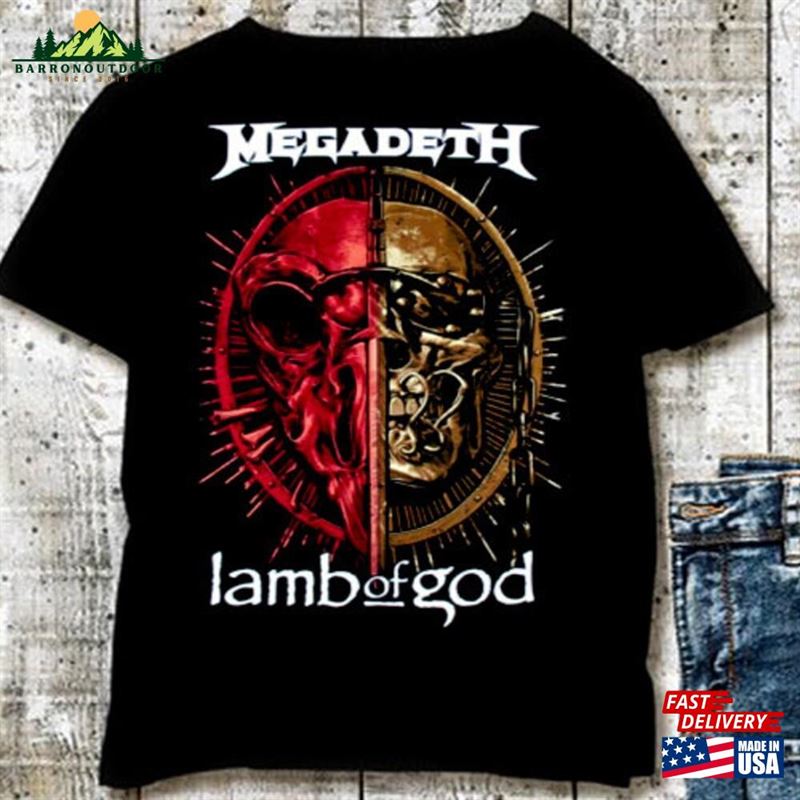 Megadeth Amp Lamb Of God Metal Tour T-Shirt Unisex Black Gift Band Classic Megadeth Amp Lamb Of God Metal Tour T-Shirt Unisex Black Gift Band Classic