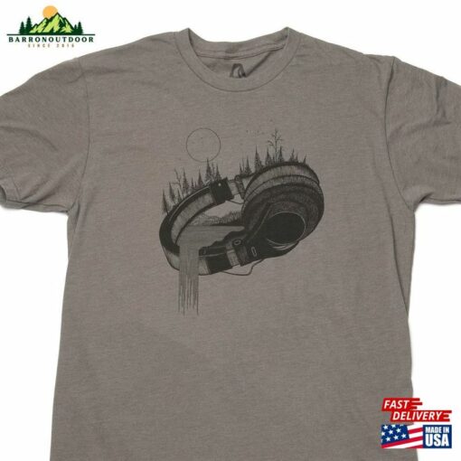 Mens Tshirt Headphones And Nature Landscape Music Lover Gift For Men Classic Sweatshirt