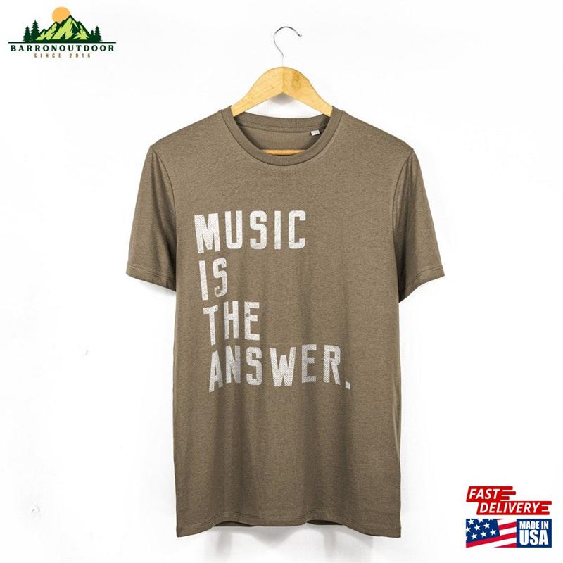Men's Unisex'music Is The Answer'organic Cotton T-Shirt Hoodie Men's Unisex'music Is The Answer'organic Cotton T-Shirt Hoodie