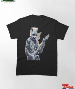 Meow Sical Masterpiece Feline Strumming The Great Wave In Ukiyo Classic T-Shirt