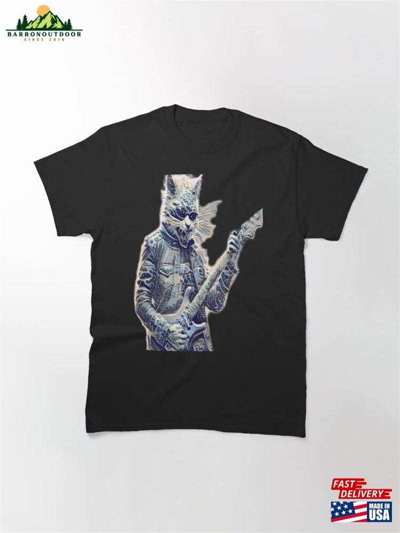 Meow Sical Masterpiece Feline Strumming The Great Wave In Ukiyo Classic T-Shirt Meow Sical Masterpiece Feline Strumming The Great Wave In Ukiyo Classic T-Shirt