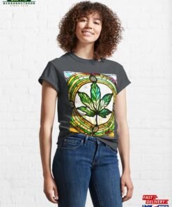 Merrijuana #5 Cannabis Marijuana Ganga God’s Medical Plant Stained Glass Art Print Sweatshirt Unisex