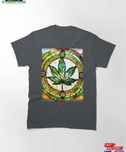 Merrijuana #5 Cannabis Marijuana Ganga God’s Medical Plant Stained Glass Art Print Sweatshirt Unisex