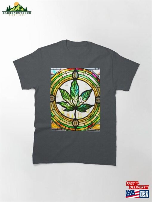 Merrijuana #5 Cannabis Marijuana Ganga God’s Medical Plant Stained Glass Art Print Sweatshirt Unisex