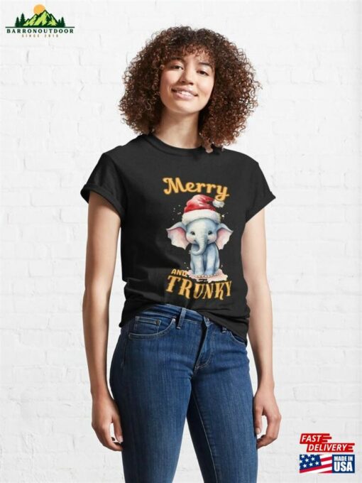 Merry And Trunky Watercolor Elephant Classic T-Shirt Hoodie Sweatshirt
