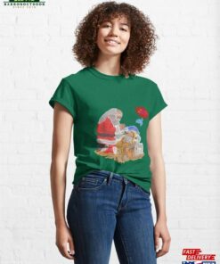 Merry Christmas Santa Claus And Baby Jesus Neon Art Classic T-Shirt Unisex