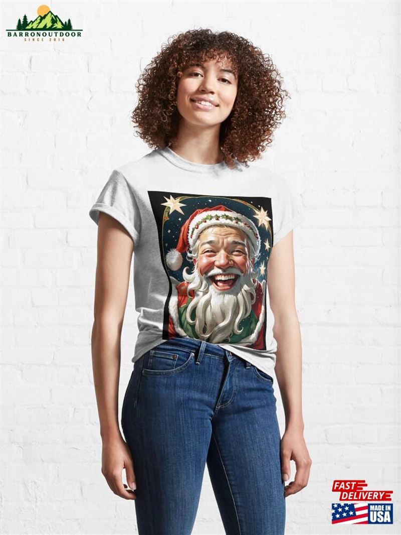 Merry Holly Jolly Santa Illustration Classic T-Shirt Unisex Hoodie Merry Holly Jolly Santa Illustration Classic T-Shirt Unisex Hoodie