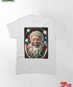 Merry Holly Jolly Santa Illustration Classic T-Shirt Unisex Hoodie