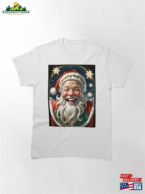 Merry Holly Jolly Santa Illustration Classic T-Shirt Unisex Hoodie