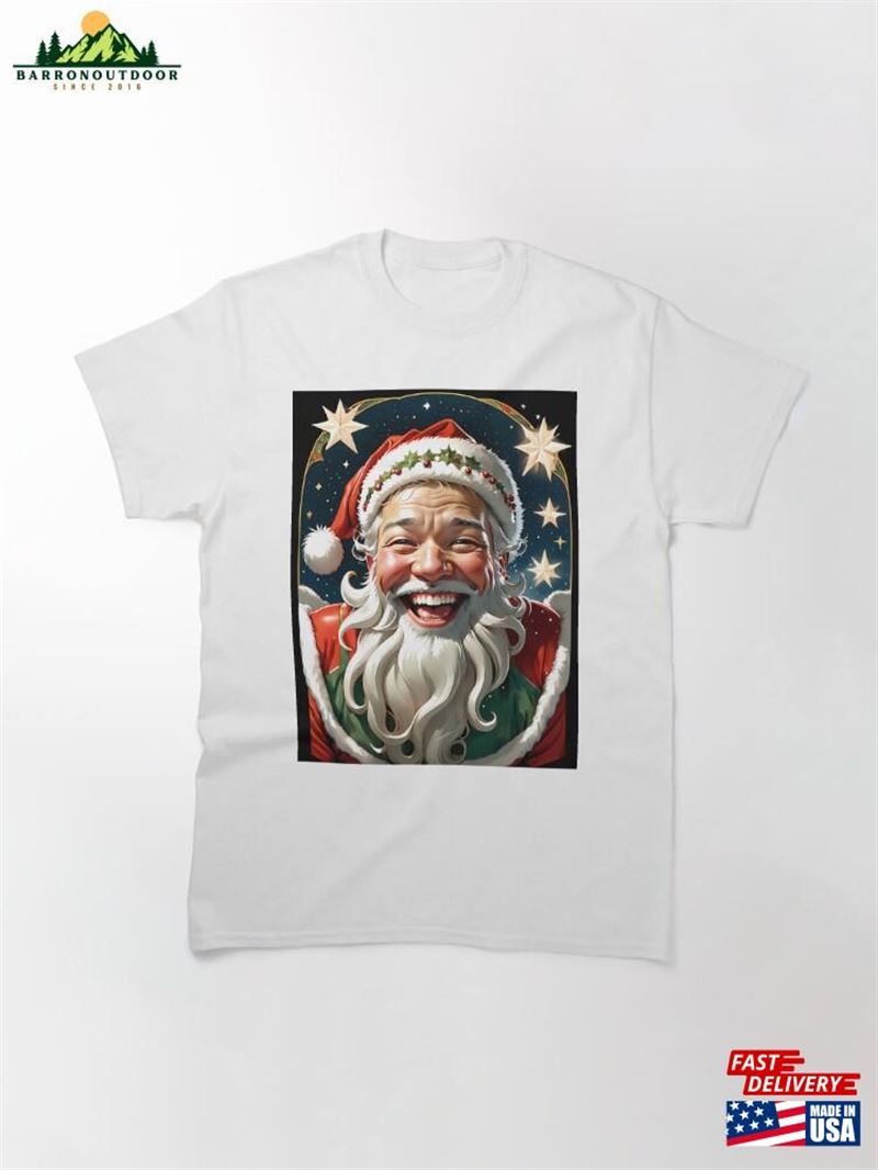 Merry Holly Jolly Santa Illustration Classic T-Shirt Unisex Hoodie Merry Holly Jolly Santa Illustration Classic T-Shirt Unisex Hoodie