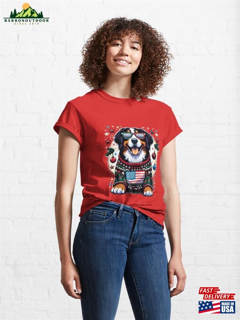 Merry Woofmas Happy Bernese Mountain Dog Ugly Sweater Usa Flag Edition Classic T-Shirt Hoodie Merry Woofmas Happy Bernese Mountain Dog Ugly Sweater Usa Flag Edition Classic T-Shirt Hoodie
